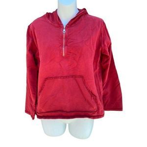Calispia Womens Hoodie Red 1/4 Zip Long Sleeve